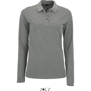 Dámské tričko Dámské piqué polo s dlouhým rukávem Perfect LSL Women grey melange M