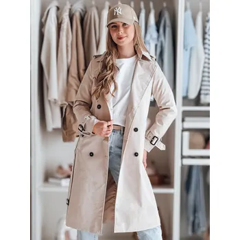 Dámský dlouhý trenčkot s páskem DStreet šedá 3277294