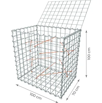 gabiony TOPSTONE Gabionový koš bez víka 100 x 70 x 100 cm - oko sítě 10x10 cm