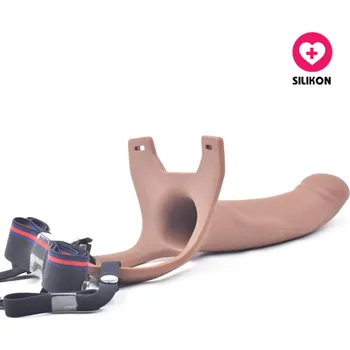 Připínací penis VšeNaSex.cz Silikonový připínací návlek na penis Hollow Strap-on hnědý