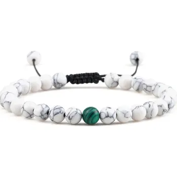 Náramek Náramek z minerálů | náramek pro páry | korálkový náramek - Bílo-malachit