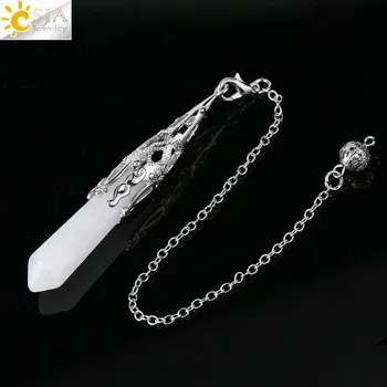 Náhrdelník Kyvadlový náhrdelník nejen pro věštění | věštecké kyvadlo, kyvadlo z minerálu - Bílý krystal 1