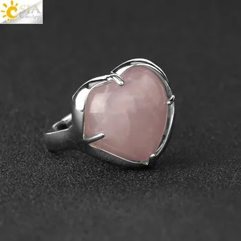 Prsten Nastavitelný prsten s přírodním kamenem | dámský prsten, zásnubní prsten - Rose Quartz