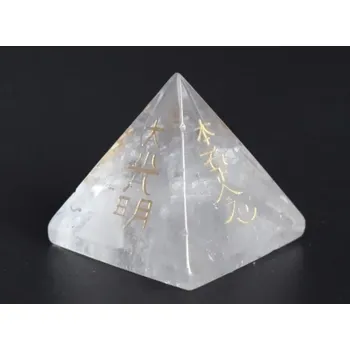 Ametystová čakrová pyramida | reiki pyramida, přírodní krystal - Čirý křemen