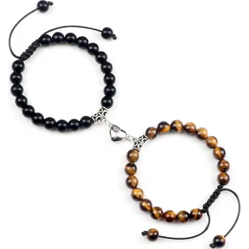 Náramek Párové náramky s magnetem pro spojení | náramky lásky | náramky přátelství - Jasné tygří oko