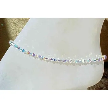 Náramek Korálkový náramek na kotník | letní šperk, plážový náramek - stříbro--S1