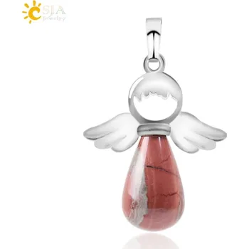 Přívěsek Přívěsek s minerálním andílkem | přívěsek kámen, dámský přívěsek - Červený jaspis
