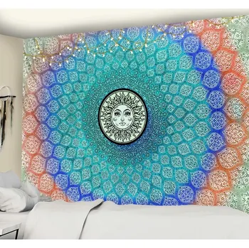Koberec Mandala boho dekorace na stěnu | závěsný koberec, psychedelická mandala - gt316 , 150 x 150 cm