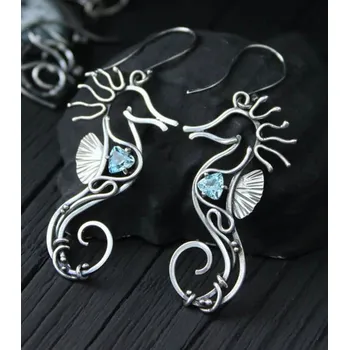 Náušnice Retro náušnice s motivem mořského koníka | vintage šperky, kovové náušnice