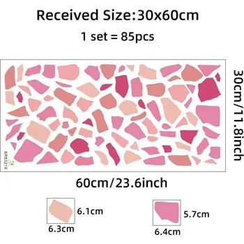 Samolepící dekorace Samolepící dekorace terrazzo | samolepka na zeď, dekorace stěn, vícebarevná mozzaika - Růžový
