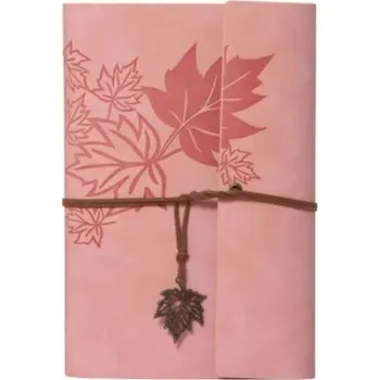 Zápisník Luxusní koženkový vintage zápisník a5 | cestovní deník, školní zápisník s přírodním motivem - Růžový , A5 235 x 165 mm