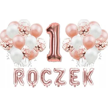 Balónek Sada BALÓNKŮ k 1. NAROZENINÁM růžové zlato ROSE GOLD 100 cm