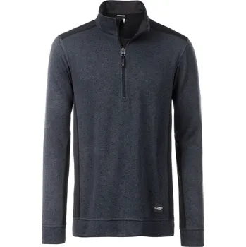Pánská mikina Pánská pracovní bunda z fleecu, 1/2 zip - Strong JN 864 carbon melange-black 4XL