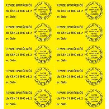 Speciální papír Revize spotřebičů dle ....... 25-28 samolepící vinylová fólie arch10ks 70x30mm