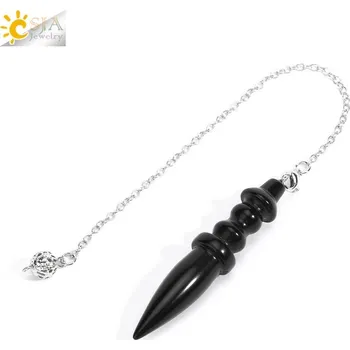 Minerální kyvadlo na řetízku pro věštění | esoterické kyvadlo, přírodní kámen - Černý onyx