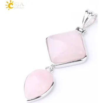 Přívěsek Přívěsek z přírodního kamene ve tvaru kapky | dámský přívěsek, krystal náhrdelník - Rose Quartz