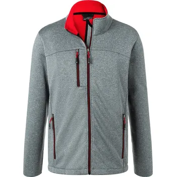 Pánská 2-vrstvá melanžová softshellová bunda JN 1148 dark melange-red M