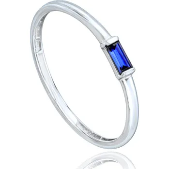 Prsten Elegantní prsten z bílého zlata s modrým zirkonem Au 585/1000