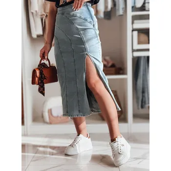 Dámská sukně Dámská džínová midi sukně s rozparkem DStreet šedá 3270728