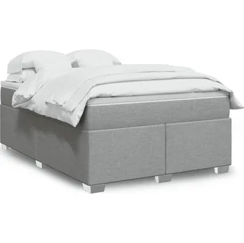 Postel vidaXL Box spring postel s matrací 160x200 cm textil [3285149] Barva: světle šedá