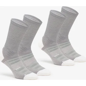 Pánská móda QUECHUA Turistické vysoké ponožky Hike 900 2 páry 39/42 BÍLÁ|ŠEDÁ