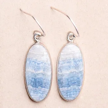 Náušnice Scheelit modrý náušnice stříbro Ag 925 E376 2,4 cm, 7,4 g