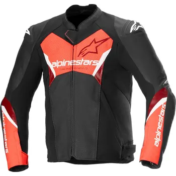 Moto bunda Kožená bunda ALPINESTARS FASTER 3 AIRFLOW (černá, červená fluo, vel. 54)