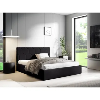 Postel Eka Čalouněná postel MEDOX 160x200 cm Barva látky Trinity: (2316) Černá, Úložný prostor: Bez úložného prostoru