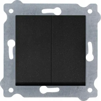 vypínač EXEN Schodišťový Dvojitý Vypínač Pod Omítku Černá Metalíza 211/14E