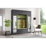 Eka Předsíňová stěna s čalouněnými panely Trinity 32 - Grafit / Olivová 2312