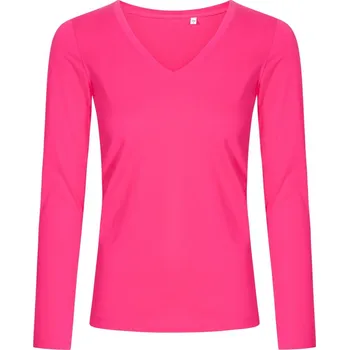 Dámské tričko Dámské tričko s dl. rukávem a výstřihem do V - X.O 1560 bright rose XS