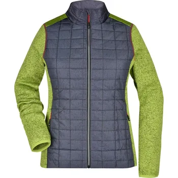 Dámská pletená hybridní bunda JN 741 kiwi melange-anthracite melange L