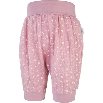 Chlapecké kraťasy Little Angel Šortky tenké harémky - starorůžová kytičky Velikost: 86