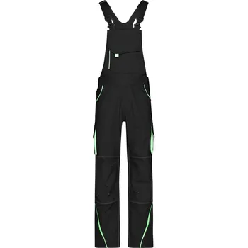 montérky Pracovní kalhoty s laclem - Color JN 848 (42-60) black-lime green (54)