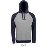 Unisex 2-barevná raglánová mikina s kapucí grey melange-french navy L