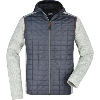 Pánská pletená hybridní bunda JN 772 light melange-anthracite melange L