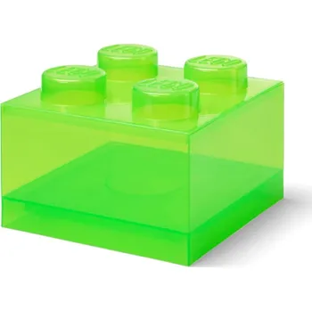 úložný prostor na hračky LEGO úložný box 4 s víkem - průhledná zelená