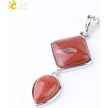 Přívěsek Přívěsek z přírodního kamene ve tvaru kapky | dámský přívěsek, krystal náhrdelník - Červený jaspis