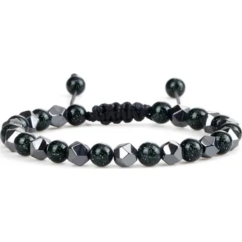 Náramek Unisex náramek s korálky z hematitu | dámský korálkový náramek, náramek z hematitu - 6 mm zelený pískovec
