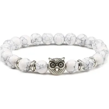 Náramek Stylový náramek z minerálů | korálkový náramek, pánský šperk - Černá čára sova