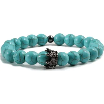 Náramek Náramek z minerálů pro páry | náramek dámský, pánský náramek s motivem korunky - Modrá Černá