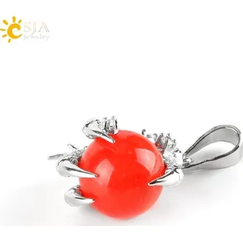 Přívěsek Přívěsek dračí spár s minerálem | přívěsek na krk, ochranný amulet - Orange Jade