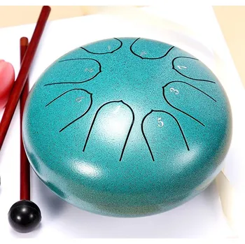 Hudební nástroj pro děti Ocelový buben handpan 6 palců | dětský hudební nástroj, meditační buben - zelená-1