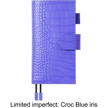 Diář Kožený obal na diář | luxusní obal, plánovací diář - Croc Modrá duhovka