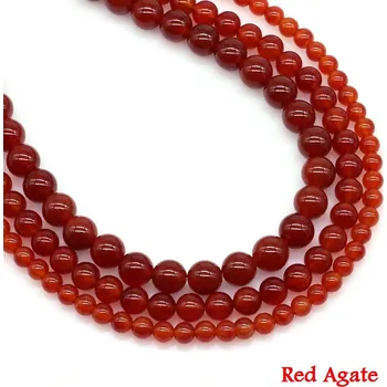 Korálek Minerální korálky na výrobu šperků | minerální korálky | přírodní kámen - Červený achát , 10 mm (36 až 37 ks)