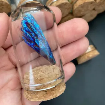 Přírodní kámen, minerál ve sklenici | dekorace do interiéru, sběratelský dárek - Duhový turmalín