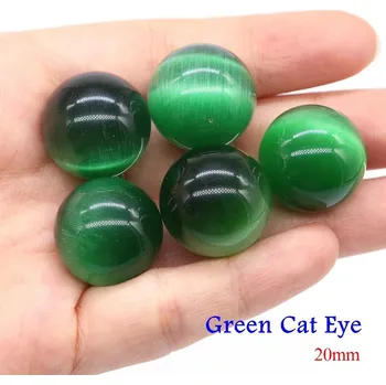 Korálek Přírodní minerální kuličky 20 mm | ametyst korálky | koule z kamene - Zelené kočičí oko , 20 KS