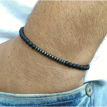 Náramek Minimalistický korálkový náramek z minerálních kamenů | pánský náramek, korálkový doplněk - A-115