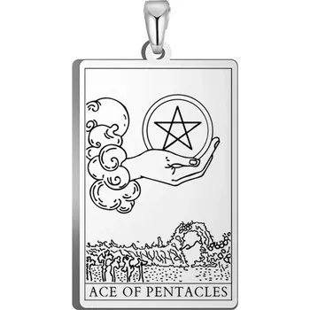 Přívěsek Tarot přívěsek pro náhrdelník | ocelový přívěsek, přívěsek s motivem karet - ACE OF PENTACLES 1