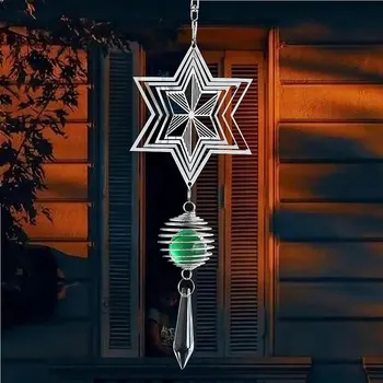 Zahradní dekorace Větrný spinner se sněhovou vločkou a křišťálem | závěsná dekorace, větrná zvonkohra